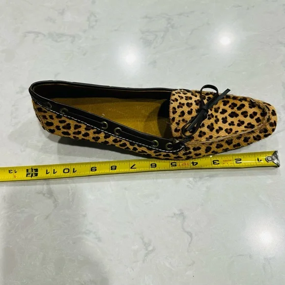 Eddie Bauer leopard print faux fur kitten heel leather pointy toed shoes w bow - Picture 12 of 15